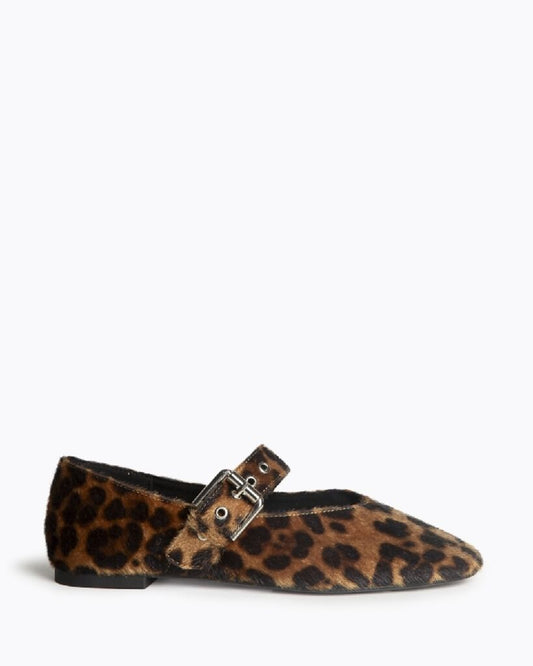Leopard Print Mary Jane Flat with Buckle Detail
