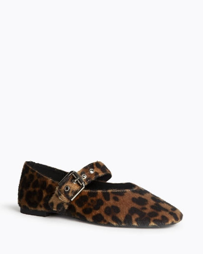 Leopard Print Mary Jane Flat with Buckle Detail