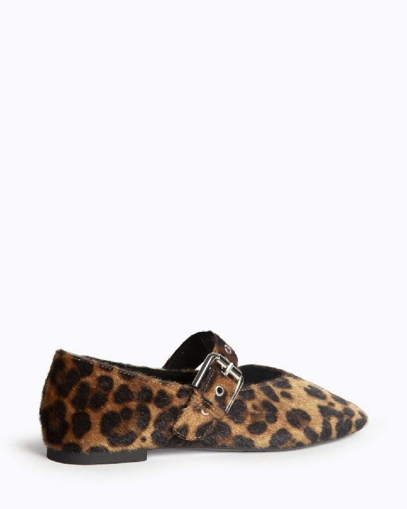 Leopard Print Mary Jane Flat with Buckle Detail