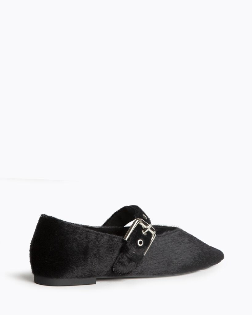 Black Velvet Mary Jane Flats with Buckle