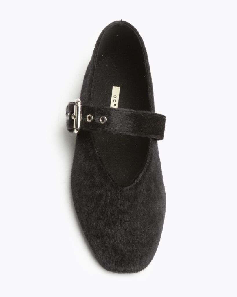 Black Velvet Mary Jane Flats with Buckle