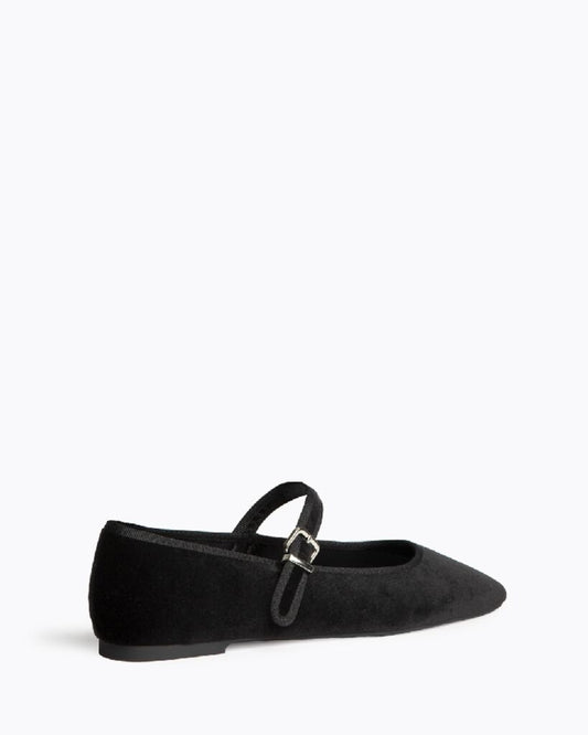 Mary Jane Shoe Velvet NEGRO