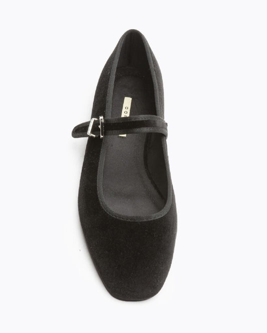 Mary Jane Shoe Velvet NEGRO