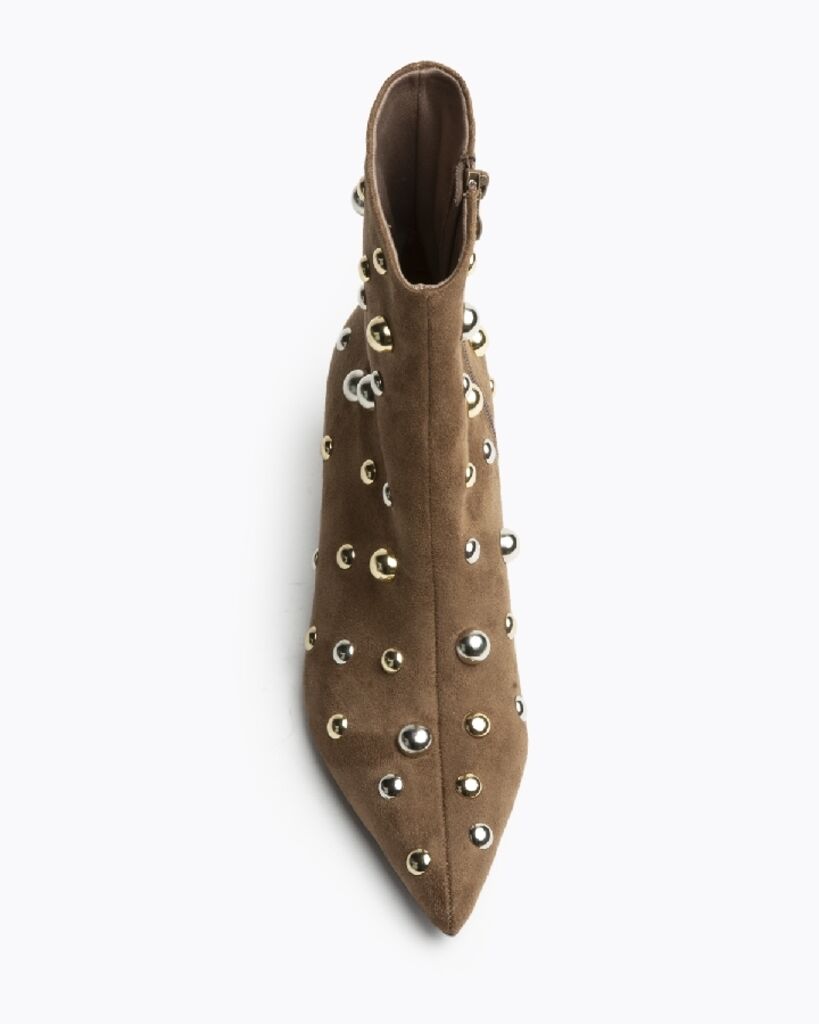 Brown Suede Ankle Boots with Studded Details