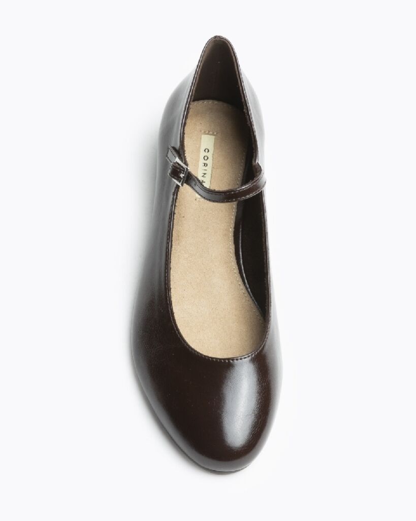 Dark Brown Leather Mary Jane Shoes with Buckle Strap