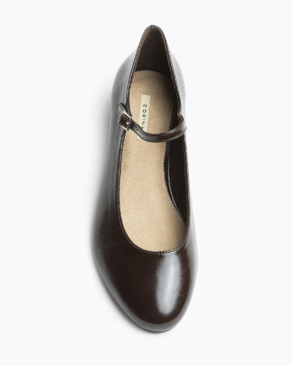 Dark Brown Leather Mary Jane Shoes with Buckle Strap