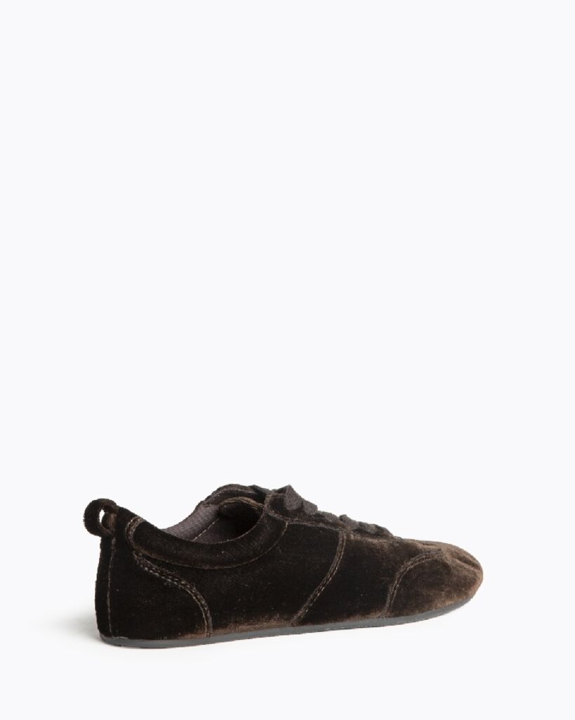 Black Velvet Lace-Up Sneakers with Minimalist Design