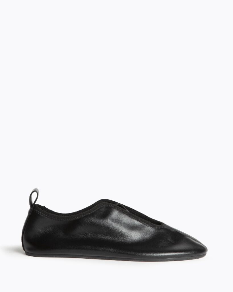 Black Leather Slip-On Shoes