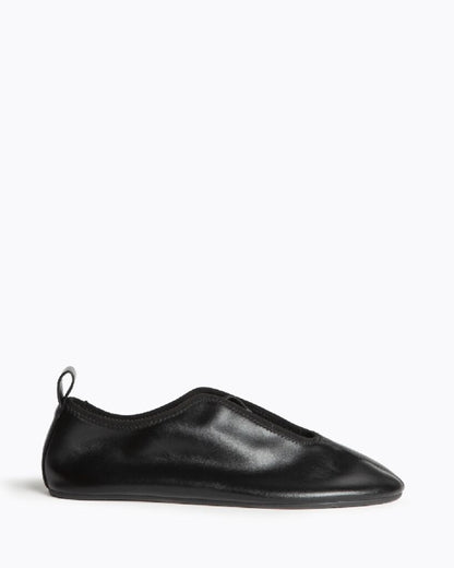 Black Leather Slip-On Shoes