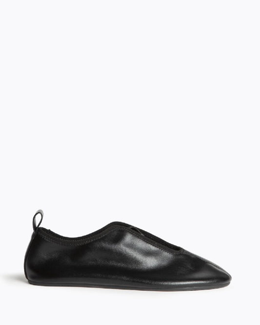 Black Leather Slip-On Shoes