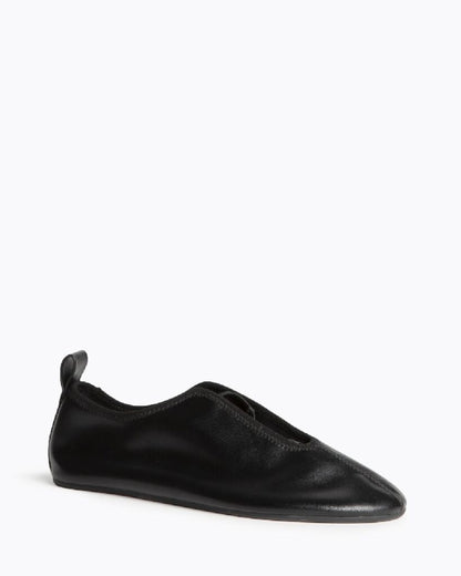 Black Leather Slip-On Shoes