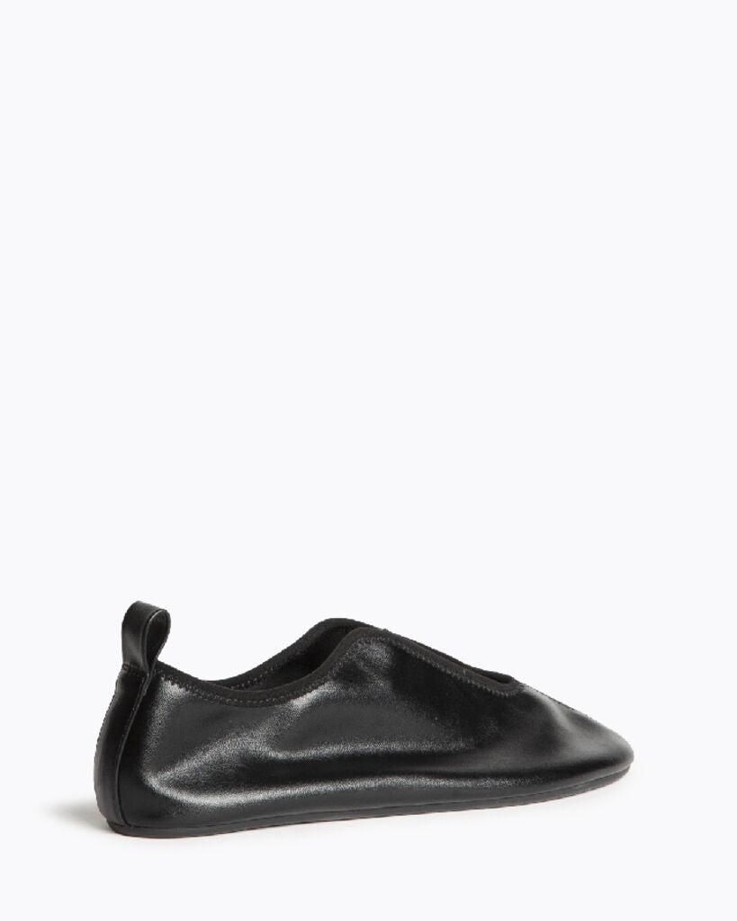 Black Leather Slip-On Shoes