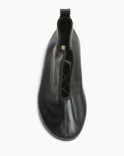 Black Leather Slip-On Shoes