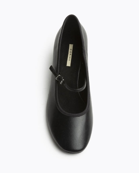 Black Faux Leather Mary Jane Block Heel