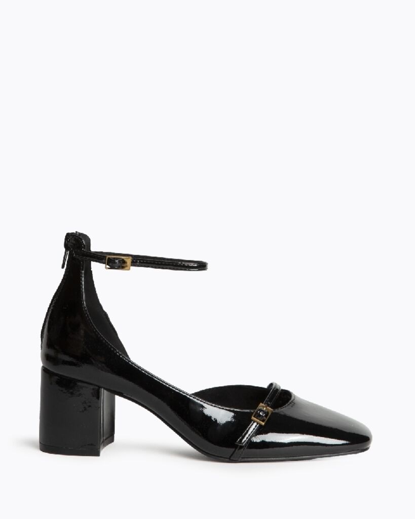 Black Patent Leather Block Heel Mary Jane