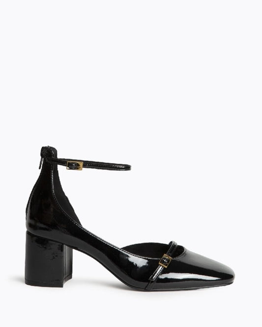 Black Patent Leather Block Heel Mary Jane