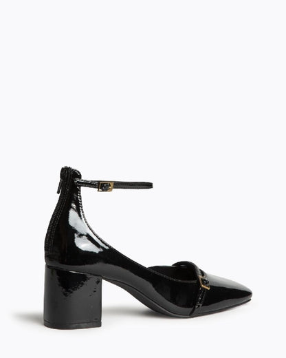 Black Patent Leather Block Heel Mary Jane