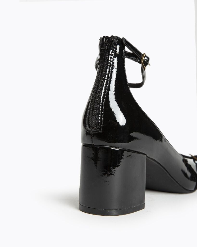 Black Patent Leather Block Heel Mary Jane