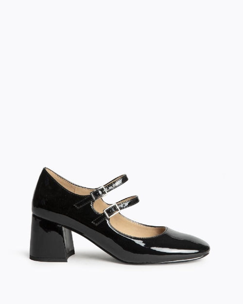 Black Patent Block Heel Mary Jane Shoe