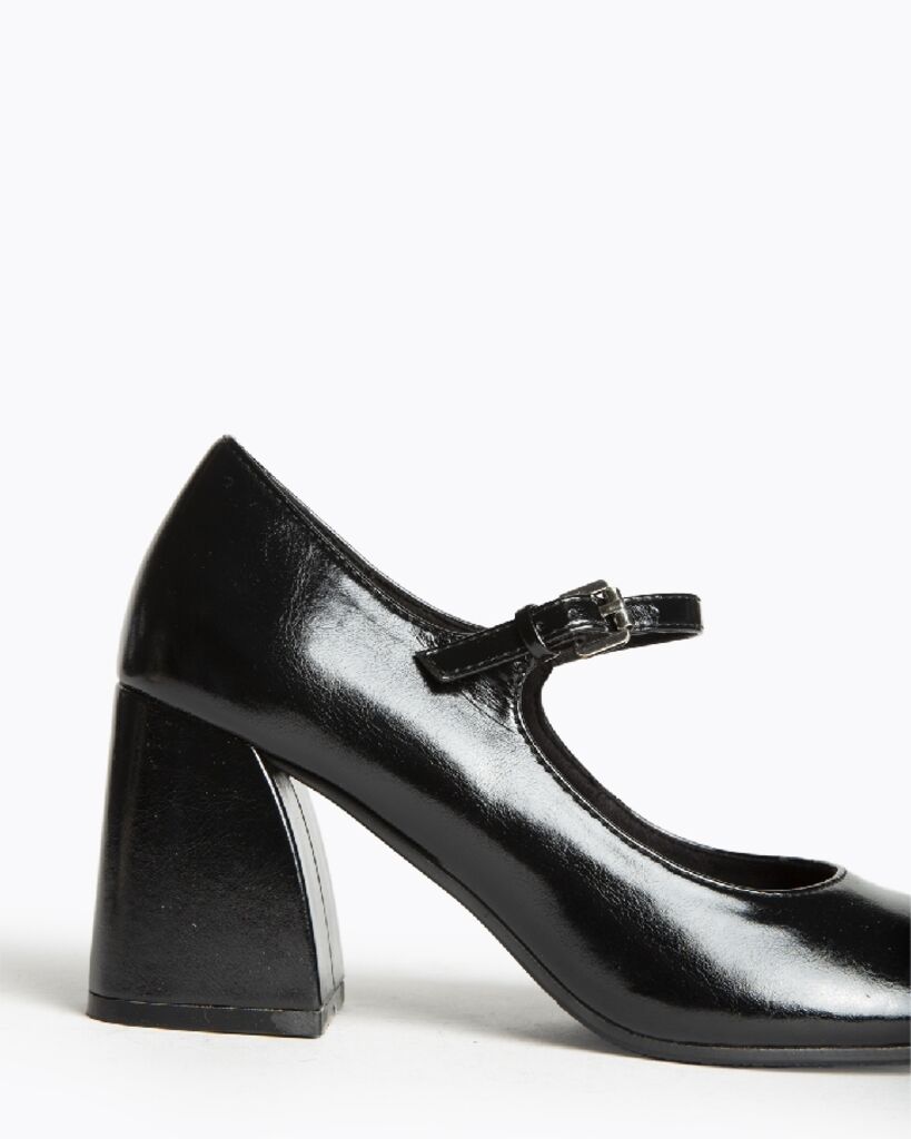 Black Patent Leather Mary Jane Block Heel