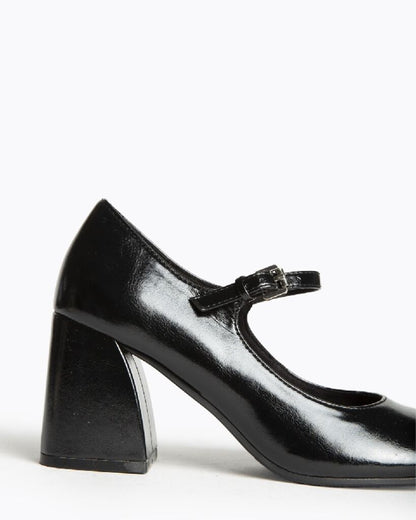Black Patent Leather Mary Jane Block Heel