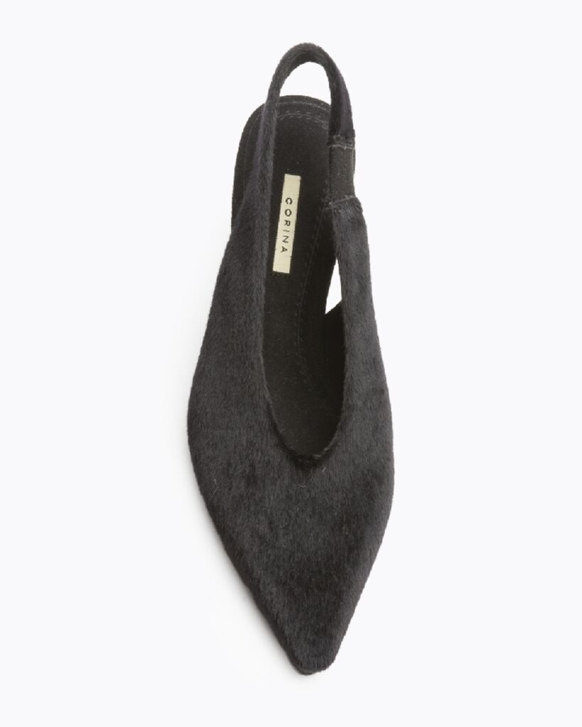 Black Textured Slingback Pumps with Block Heel