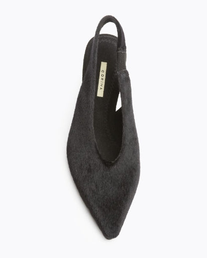 Black Textured Slingback Pumps with Block Heel