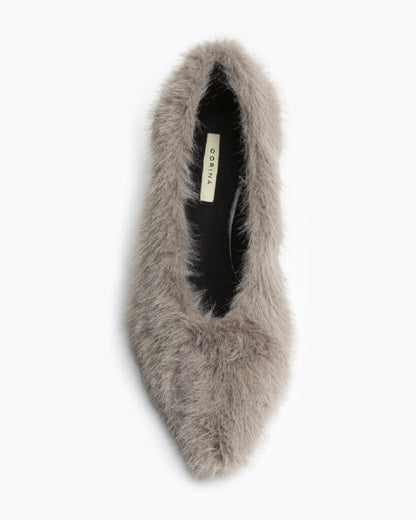 Faux Fur Textured Pointed Pumps with Sleek Heel