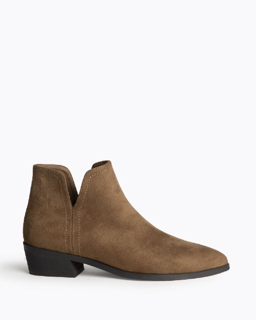 Taupe Suede Ankle Boots with Low Heel