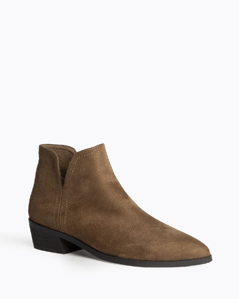 Taupe Suede Ankle Boots with Low Heel