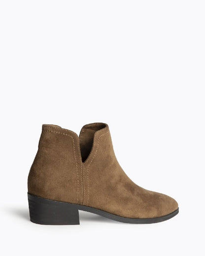 Taupe Suede Ankle Boots with Low Heel
