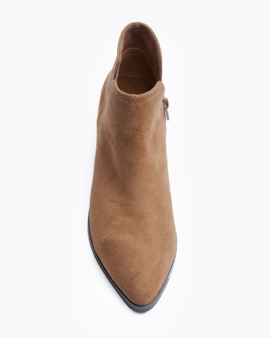 Taupe Suede Ankle Boots with Low Heel