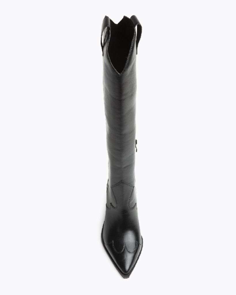 Black Leather Tall Western Boots