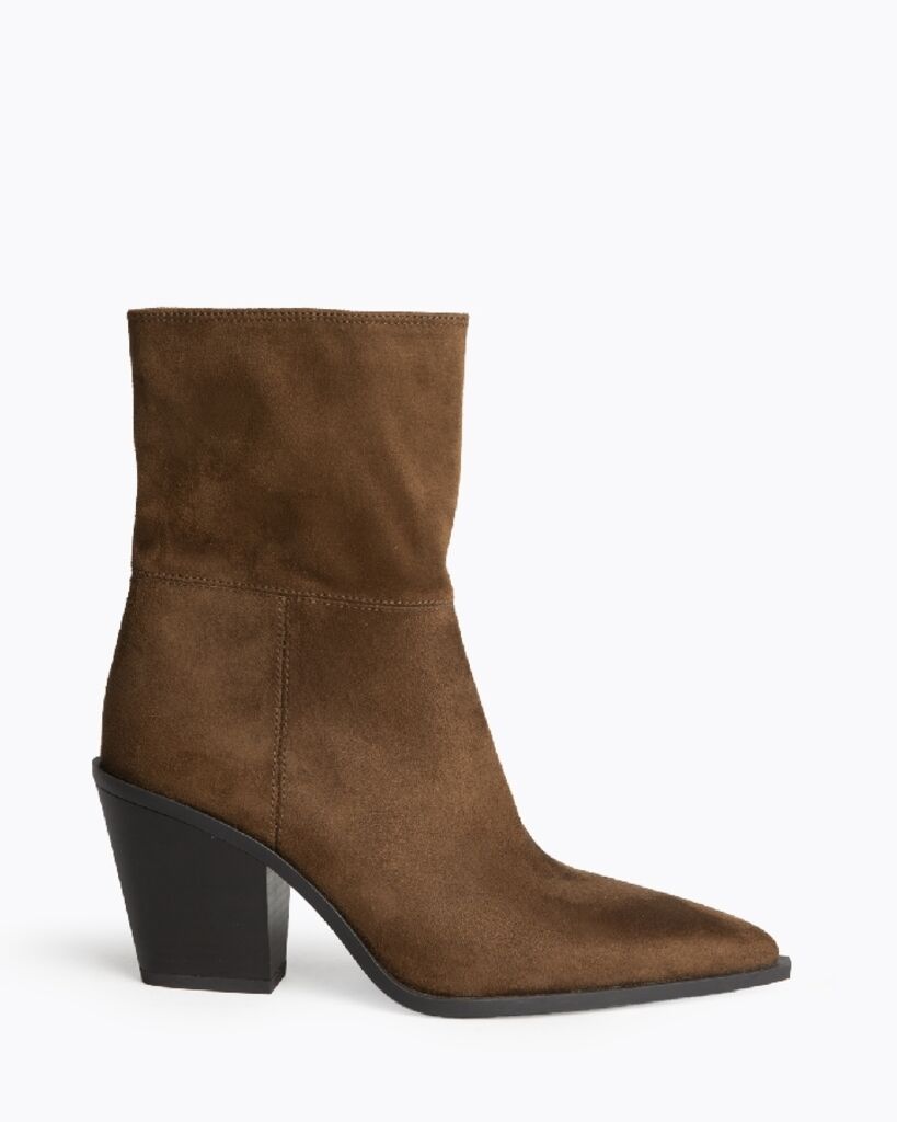 Brown Suede Ankle Boots with Block Heel