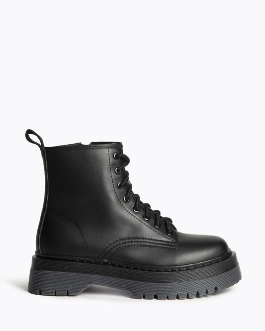 Black Platform Lace-Up Boots