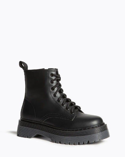 Black Platform Lace-Up Boots