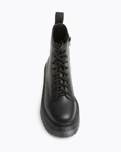 Black Platform Lace-Up Boots