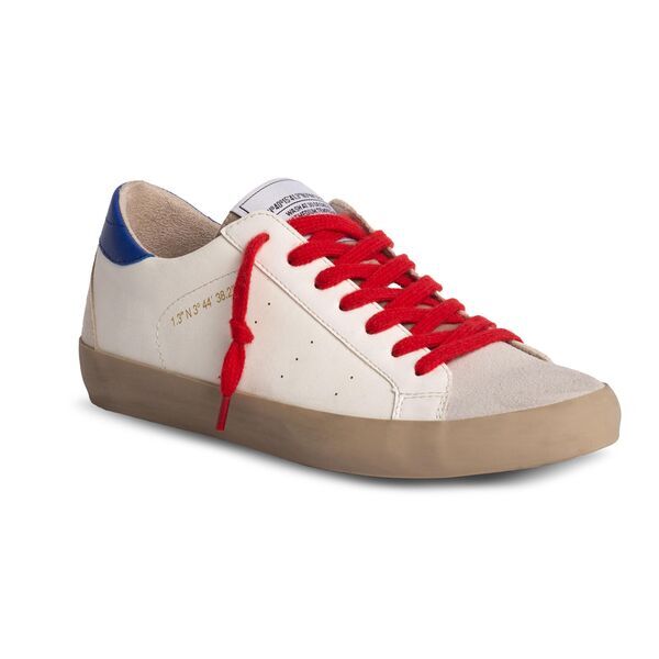 White Low-Top Sneakers with Red Laces