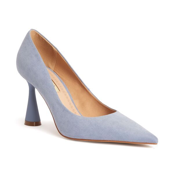 Blue Suede Pointed Toe Pumps