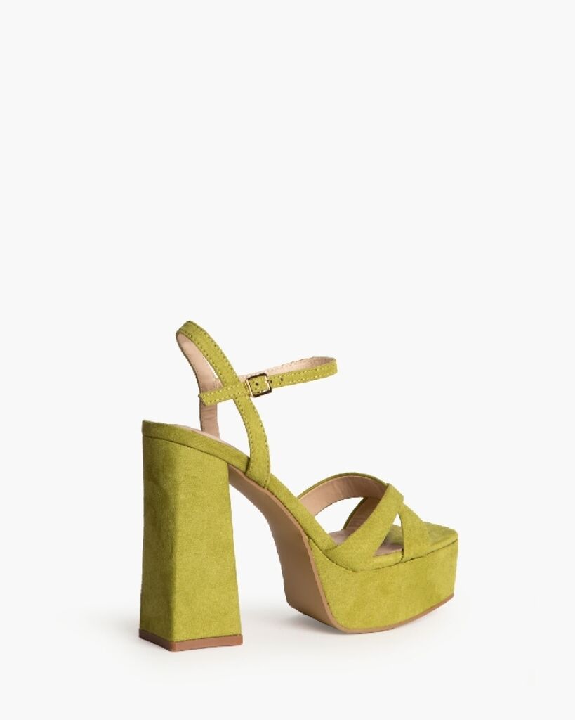Olive Suede Platform Sandals with Chunky Heel