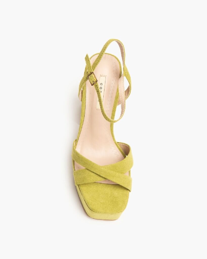 Olive Suede Platform Sandals with Chunky Heel