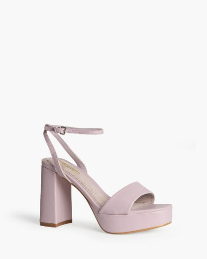 Blush Block Heel Sandal with Ankle Strap