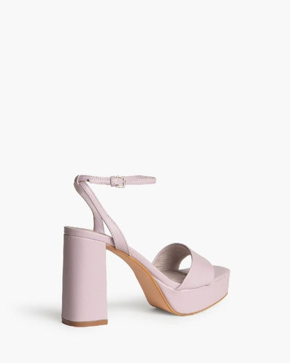 Blush Block Heel Sandal with Ankle Strap