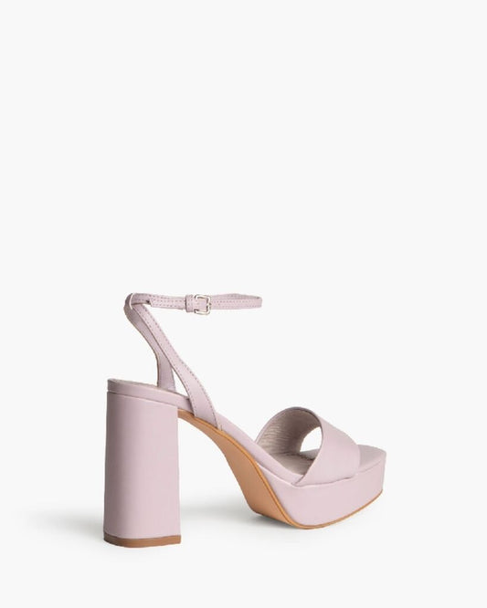 Blush Block Heel Sandal with Ankle Strap