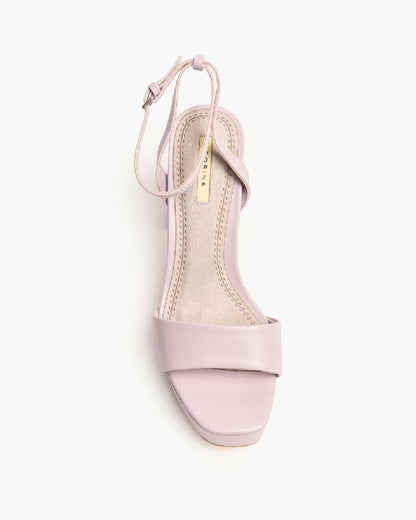 Blush Block Heel Sandal with Ankle Strap