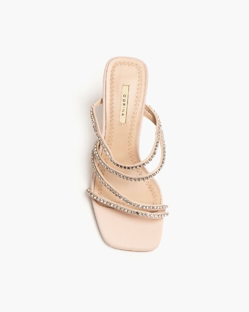 Beige Embellished Strappy Heel Sandal