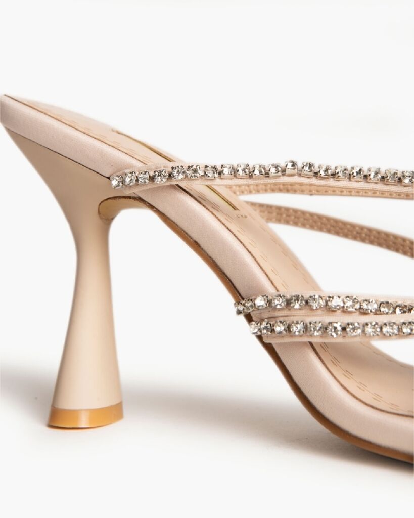 Beige Embellished Strappy Heel Sandal