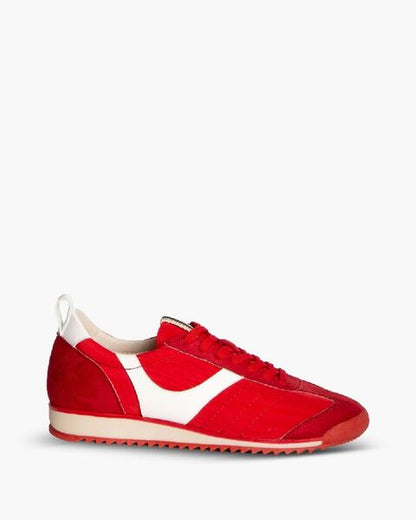 Red Suede Sneakers with White Detail