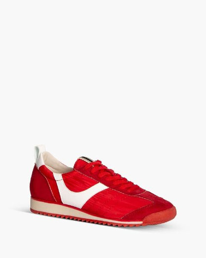 Red Suede Sneakers with White Detail