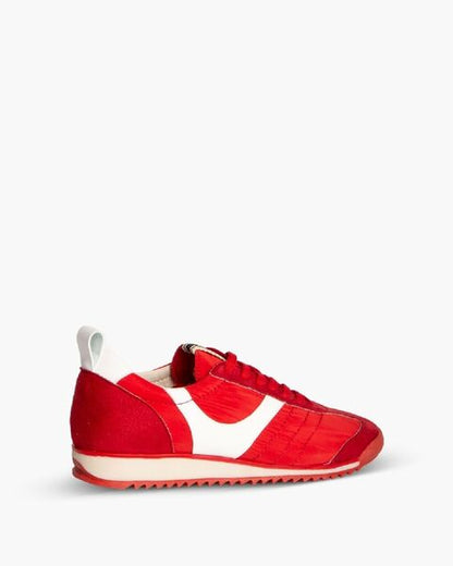 Red Suede Sneakers with White Detail